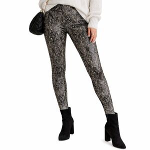 SPANX Faux Leather Snake Print Black & White Shine Leggings Size XL